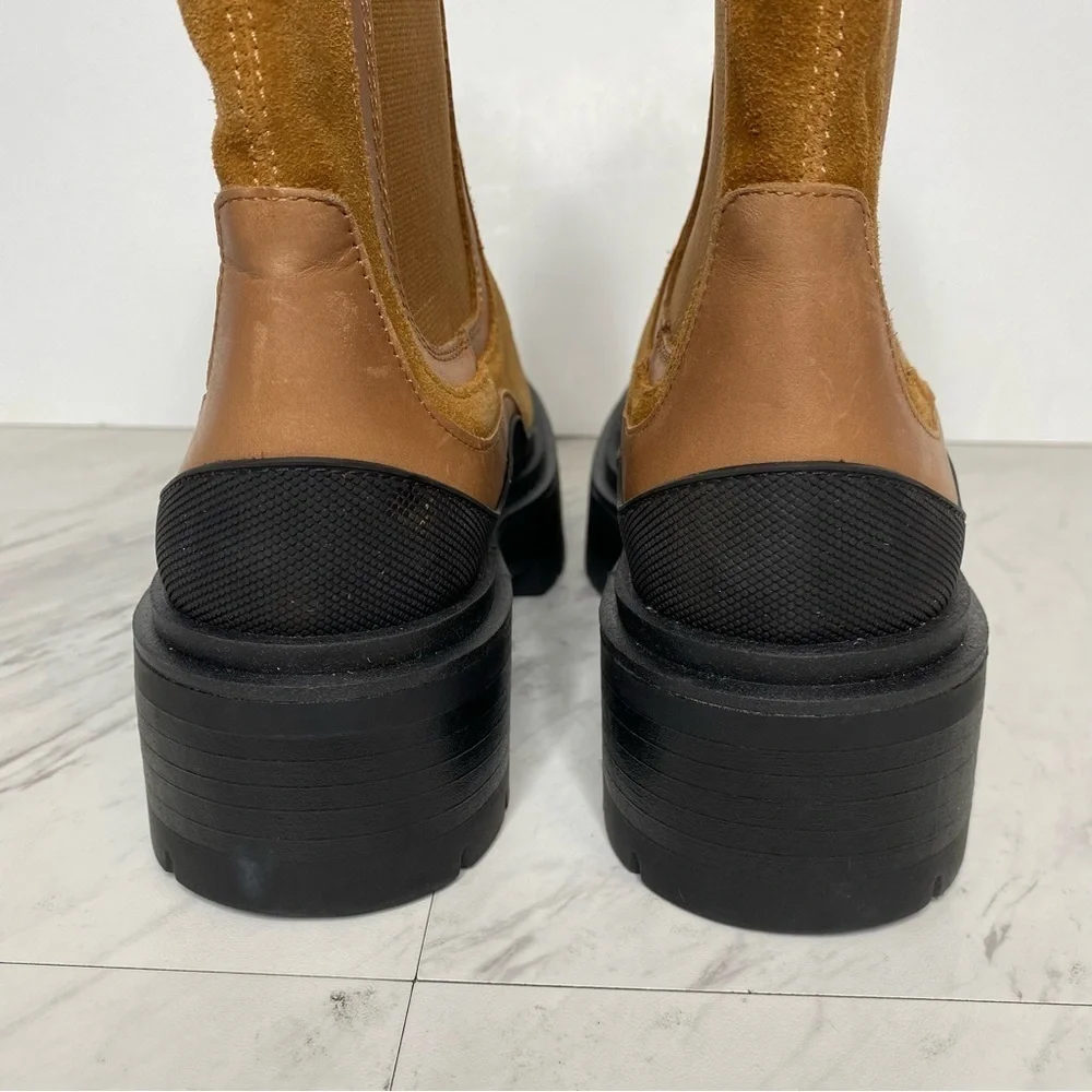 New! Sam Edelman Lulia Brown Suede Lug Sole Chelsea Boot 7 1/2 M